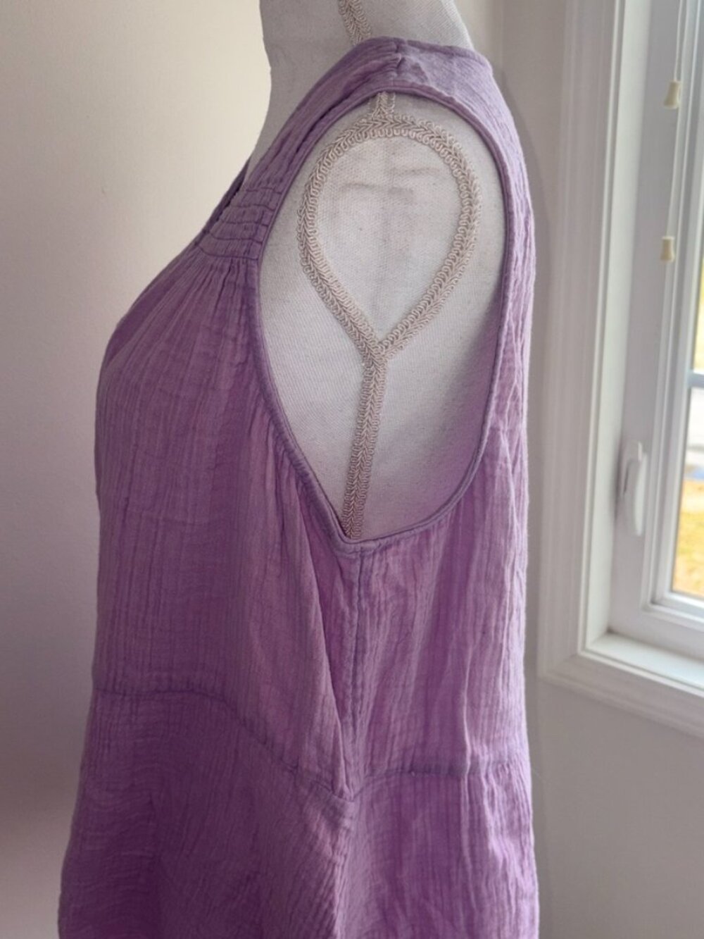NEW NWT Faherty Dream Cotton Gauze Ainsley Top Lavender Nirvana size Large - Picture 10 of 13